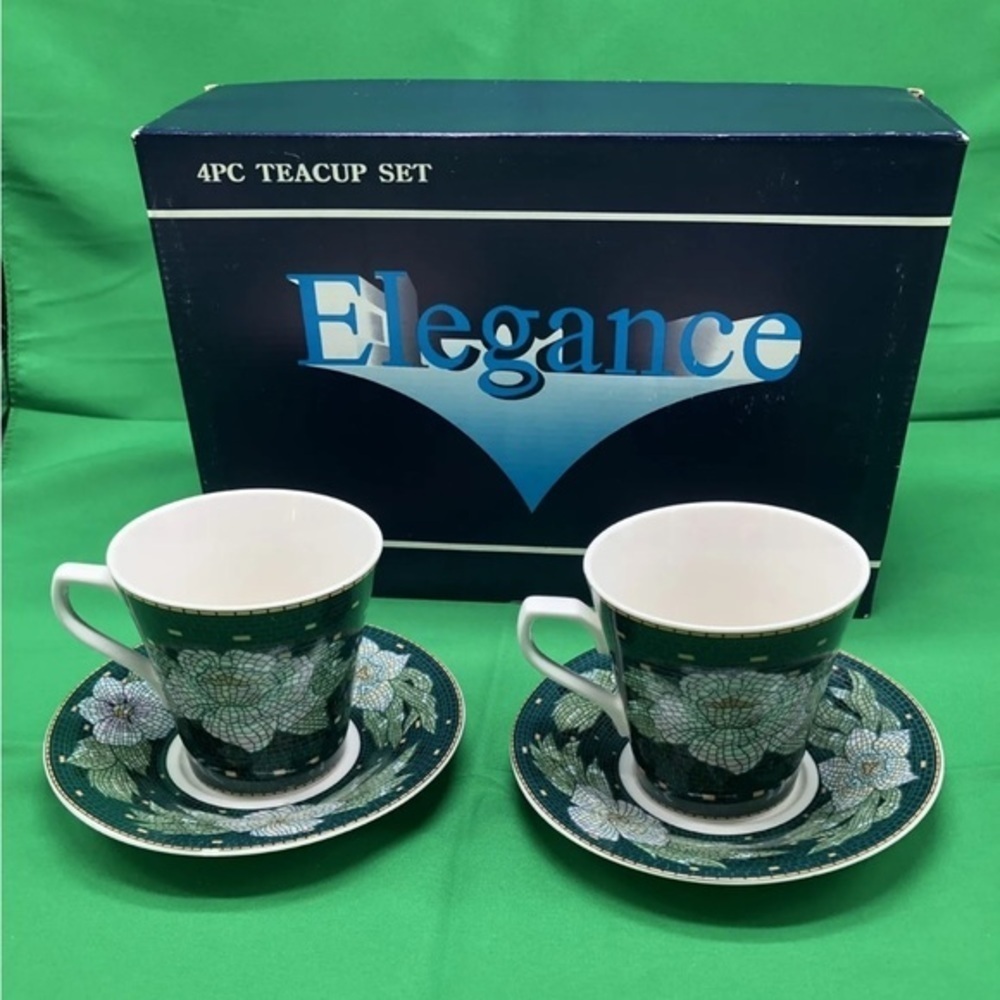 Vintage Elegance Fine Bone Mosaic Print China‎ Tea Set made in Korea Collectible